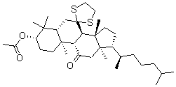 CAS 登录号：56259-20-2， [(3'S,5'R,8'R,9'S,10'S,13'R,14'S,17'R)-4',4',10',13',14'-五甲基-17'-[(2R)-6-甲基庚烷-2-基]-11'-氧代-螺[1,3-二噻戊环-2,7'-2,3,5,6,8,9,12,15,16,17-十氢-1H-环戊并[a]菲]-3'-基]乙酸酯
