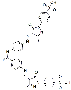 CAS 登录号：56670-26-9， 4-[4-[[4-[[4-[[4,5-二氢-3-甲基-5-氧代-1-(4-磺基苯基)-1H-吡唑-4-基]偶氮]苯甲酰基]氨基]苯基]偶氮]-4,5-二氢-3-甲基-5-氧代-1H-吡唑-1-基]苯磺酸