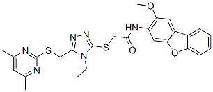 CAS 登录号：577998-44-8， 2-[[5-[[(4,6-二甲基-嘧啶-2-基)硫代]甲基]-4-乙基-4H-1,2,4-三唑-3-基]硫代]-N-(2-甲氧基-3-二苯并呋喃基)-乙酰胺