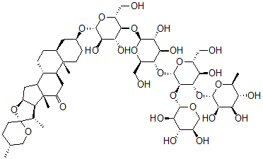 CAS 登录号：58546-18-2， (25R)-3beta-[[4-O-[4-O-[2-O-[3-O-(6-脱氧-alpha-L-甘露糖基)-beta-D-吡喃木糖基]-beta-D-吡喃葡萄糖基]-beta-D-吡喃葡萄糖基]-beta-D-吡喃半乳糖基]氧基]-5alpha-螺甾烷-12-酮
