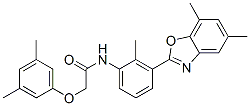 CAS 登录号：590395-77-0， N-[3-(5,7-二甲基-2-苯并恶唑基)-2-甲基苯基]-2-(3,5-二甲基苯氧基)-乙酰胺
