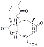 CAS 登录号：59481-48-0， (Z)-2-甲基-2-丁烯酸 (3aR,4R,6R,10Z,11aR)-2,3,3a,4,5,6,7,11alpha-八氢-10-羟基甲基-6-甲基-3-亚甲基-2,7-二氧代-6,9-环氧环癸并[b]呋喃-4-基酯