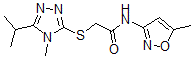 CAS 登录号：603072-77-1， N-(5-甲基-3-异恶唑基)-2-[[4-甲基-5-(异丙基)-4H-1,2,4-三唑-3-基]硫代]-乙酰胺