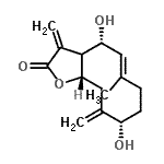CAS 登录号：60362-95-0， (4R,5E,9S,11aS)-4,9-二羟基-6-甲基-3,10-二(亚甲基)-3A,4,7,8,9,10,11,11A-八氢环癸并[b]呋喃-2(3H)-酮