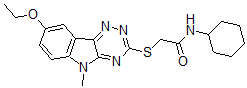 CAS 登录号：603947-79-1， N-环己基-2-[(8-乙氧基-5-甲基-5H-1,2,4-三嗪并[5,6-b]吲哚-3-基)硫代]-乙酰胺