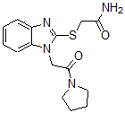 CAS#: 606109-54-0， 2-[[1-[2-Oxo-2-(Pyrrolidin-1-Yl)Ethyl]-1H-Benzo[d]Imidazol-2-Yl]Thio]-Acetamide