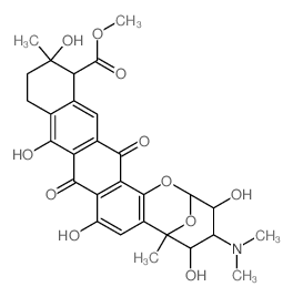 CAS 登录号：62422-00-8， (2R)-4alpha-(二甲基氨基)-3,4,5,6,9,11,12,13,14,16-十氢-3beta,5beta,8,10,13alpha-五羟基-6,13-二甲基-9,16-二氧代-2alpha,6alpha-环氧-2H-萘并萘并[1,2-b]氧杂环辛三烯-14alpha-羧酸甲酯