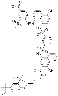 CAS#: 63059-54-1， N-[4-[2,4-Bis(1,1-Dimethylpropyl)Phenoxy]Butyl]-1-Hydroxy-4-[[[3-[[[4-Hydroxy-8-[[2-(Methylsulphonyl)-4-Nitrophenyl]Azo]-1-Naphthyl]Amino]Sulphonyl]Phenyl]Sulphonyl]Amino]Naphthalene-2-Carboxamide