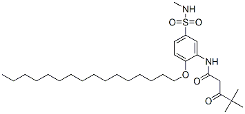 CAS 登录号：63224-80-6， N-[2-(十六烷氧基)-5-[(甲基氨基)磺酰基]苯基]-4,4-二甲基-3-氧代戊酰胺