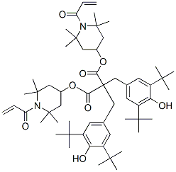 CAS#: 63941-39-9， Bis[2,2,6,6-Tetramethyl-1-(Oxoallyl)-4-Piperidyl] Bis[[3,5-Bis(1,1-Dimethylethyl)-4-Hydroxyphenyl]Methyl]Malonate