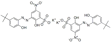 CAS 登录号：6408-99-7， 3-[2-[5-叔丁基-2-羟基苯基]偶氮]-2-羟基-5-硝基-苯磺酸钾盐(1:2)