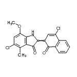 CAS 登录号：6424-71-1， 5-氯-2-(4-氯-1-氧代-2(1H)-萘亚基)-7-甲氧基-4-甲基-1,2-二氢-3H-吲哚-3-酮