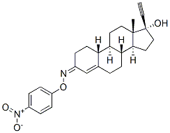CAS 登录号：64584-79-8， (17R)-17-羟基-19-去甲孕甾-4-烯-20-炔-3-酮 O-(4-硝基苯基)肟