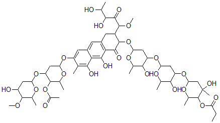 CAS 登录号：64967-61-9， 3'''-O-[3-C-甲基-4-O-(1-氧代丙基)-2,6-二脱氧-alpha-L-阿拉伯糖-己糖吡喃糖苷]-7-甲基橄榄霉素 D