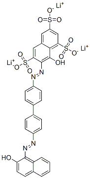 CAS 登录号：65150-87-0， 8-羟基-7-((4'-((2-羟基-1-萘基)偶氮)(1,1'-联苯)-4-基)偶氮)-1,3,6-萘三磺酸三锂盐