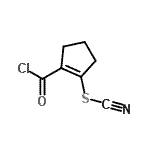 CAS 登录号：65200-30-8， 2-(氯甲酰基)-1-环戊烯-1-基硫氰酸酯