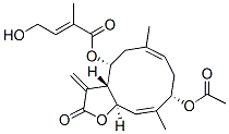 CAS 登录号：66148-25-2， (E)-4-羟基-2-甲基-2-丁烯酸 [(3aR,4R,6E,9S,10Z,11aR)-9-乙酰氧基-2,3,3a,4,5,8,9,11alpha-八氢-6,10-二甲基-3-亚甲基-2-氧代环癸[b]呋喃-4-基] 酯