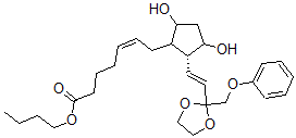 CAS 登录号：66176-07-6， (Z)-7-[(1R)-3alpha,5alpha-二羟基-2beta-[(E)-2-(2-苯氧基甲基-1,3-二氧戊环-2-基)乙烯基]环戊烷-1alpha-基]-5-庚烯酸丁酯