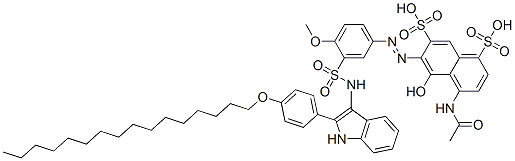 CAS 登录号：66282-04-0， 4-(乙酰氨基)-6-[[3-[[[2-[4-(十六烷氧基)苯基]-1H-吲哚-3-基]氨基]磺酰基]-4-甲氧基苯基]偶氮]-5-羟基萘-1,7-二磺酸