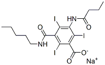 CAS 登录号：67292-85-7， 5-丁酰基氨基-N-戊基-2,4,6-三碘间氨甲酰苯甲酸钠盐