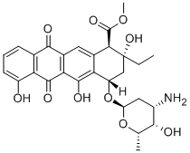CAS 登录号：67508-88-7， (1R-(1-alpha,2-beta,4-beta))-1,2,3,4,6,11-六氢-6,11-二氧代-2-乙基-4-((2,3,6-三脱氧-3-氨基-alpha-L-来苏-己糖吡喃糖苷)氧基)-2,5,7-三羟基-1-萘并萘羧酸甲酯