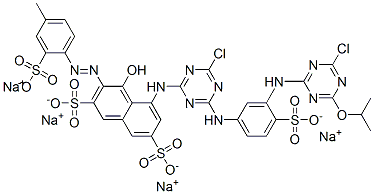 CAS 登录号：67827-65-0， 5-[[4-氯-6-[[3-[[4-氯-6-(1-甲基乙氧基)-1,3,5-三嗪-2-基]氨基]-4-磺基苯基]氨基]-1,3,5-三嗪-2-基]氨基]-4-羟基-3-[(4-甲基-2-磺基苯基)偶氮]-2,7-萘二磺酸四钠盐