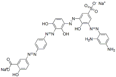 CAS#: 67874-26-4， Disodium 5-[[4-[[3-[[3-[(2,4-Diaminophenyl)Azo]-2-Hydroxy-5-Sulphonatophenyl]Azo]-2,6-Dihydroxyphenyl]Azo]Phenyl]Azo]Salicylate
