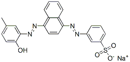 CAS 登录号：67875-21-2， 3-[[4-[(2-羟基-5-甲基苯基)偶氮]-1-萘基]偶氮]苯磺酸钠