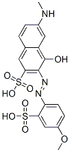 CAS 登录号：68133-27-7， 4-羟基-3-[(4-甲氧基-2-磺基苯基)偶氮]-6-(甲基氨基)萘-2-磺酸