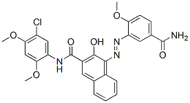 CAS 登录号：68258-63-9， 4-[[5-(氨基羰基)-2-甲氧基苯基]偶氮]-N-(5-氯-2,4-二甲氧基苯基)-3-羟基萘-2-甲酰胺