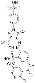 CAS 登录号：68399-88-2， 4-[[4-[[(3,6-二氯哒嗪-4-基)羰基]氨基]-2-磺基苯基]偶氮]-4,5-二氢-5-氧代-1-(4-磺基苯基)-1H-吡唑-3-羧酸