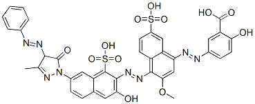 CAS 登录号：68400-30-6， 5-[[4-[[7-[4,5-二氢-3-甲基-5-氧代-4-(苯基偶氮)-1H-吡唑-1-基]-3-羟基-1-磺基-2-萘基]偶氮]-3-甲氧基-7-磺基-1-萘基]偶氮]水杨酸