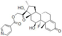 CAS 登录号：68402-70-0， [2-[(8S,9R,10S,11S,13S,14S,16R,17R)-9-氟-11,17-二羟基-10,13,16-三甲基-3-氧代-6,7,8,11,12,14,15,16-八氢环戊烯并[a]菲-17-基]-2-氧代-乙基]吡啶-4-羧酸酯