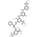 CAS 登录号：68912-12-9， 铜(2+)钠3-{(E)-[(Z)-{(2E)-[6-(二氧代亚甲基)-3-磺酸-2,4-环己二烯-1-亚基]亚肼基}(苯基)甲基]偶氮}-5-({4-氟-6-[(3-磺酸苯基)氨基]-1,3,5-三嗪-2-基}氨基)-4-氧代苯磺酸酯(1:4:1)
