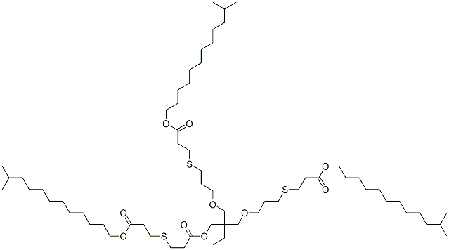 CAS 登录号：68928-77-8， 10-乙基-10-[[3-[[3-(异十三烷氧基)-3-氧代丙基]硫代]-1-氧代丙氧基]甲基]-8,12-二氧杂-4,16-二硫杂十九烷二酸二异十三烷基酯