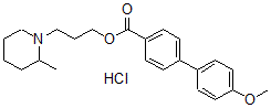 CAS 登录号：69766-24-1， 4'-甲氧基-[1,1'-联苯]-4-羧酸 3-(2-甲基-1-哌啶基)丙基酯盐酸盐