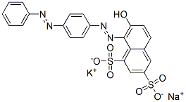 CAS 登录号：70321-81-2， 钾钠7-羟基-8-[[4-(苯基偶氮)苯基]偶氮]萘-1,3-二磺酸盐