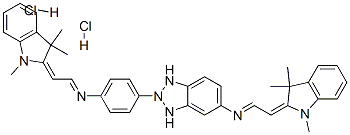 CAS 登录号：70632-10-9， N-[(1,3-二氢-1,3,3-三甲基-2H-吲哚-2-亚基)亚乙基]-2-[4-[[(1,3-二氢-1,3,3-三甲基-2H-吲哚-2-亚基)亚乙基]氨基]苯基]-1H-苯并三唑-5-胺二盐酸盐