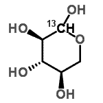 结构式 CAS# 70849-21-7, D-(1-<sup>13</sup>C)吡喃木糖