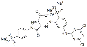 CAS 登录号：70900-45-7， 三钠4-[[5-[(4,6-二氯-1,3,5-三嗪-2-基)氨基]-2-磺酸基苯基]偶氮]-4,5-二氢-5-氧代-1-(4-磺酸基苯基)-1H-吡唑-3-羧酸盐