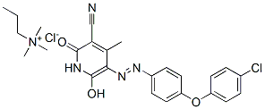 CAS 登录号：71873-54-6， [5-[[4-(4-氯苯氧基)苯基]偶氮]-3-氰基-6-羟基-4-甲基-2-氧代-(2H)-吡啶-1-丙基](三甲基)氯化铵