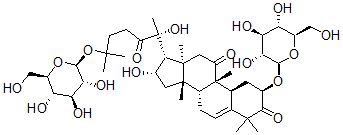 CAS 登录号：72384-23-7， (2R,8R,9S,10S,13R,14S,16S,17R)-16-羟基-17-[(2R)-2-羟基-6-甲基-3-氧代-6-[(2S,3R,4S,5S,6R)-3,4,5-三羟基-6-(羟基甲基)四氢吡喃-2-基]氧基庚烷-2-基]-4,4,9,13,14-五甲基-2-[(2S,3R,4S,5S,6R)-3,4,5-三羟基-6-(羟基甲基)四氢吡喃-2-基]氧基-2,7,8,10,12,15,16,17-八氢-1H-环戊并[a]菲-3,11-二酮