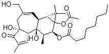CAS 登录号：72416-83-2， (1aR-(1aalpha,1bbeta,4abeta,7aalpha,7balpha,8alpha,9beta,9aalpha))-辛酸 9a-(乙酰氧基)-1a,1b,4,4a,5,7a,7b,8,9,9a-十氢-4a,7b-二羟基-3-(羟基甲基)-1,1,6,8-四甲基-5-氧代-1H-环丙并(3,4)苯并(1,2-e)薁-9-基酯