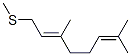 CAS 登录号：72927-81-2， (2E)-3,7-二甲基-1-甲硫基辛-2,6-二烯