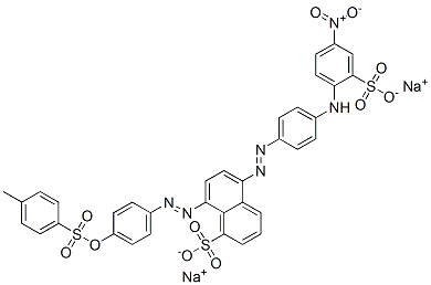 CAS 登录号：72968-81-1， 8-[4-(4-甲基苯基)磺酰基氧基苯基]偶氮-5-[4-[(4-硝基-2-磺酸苯基)氨基]苯基]偶氮萘-2-磺酸二钠