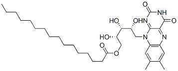 CAS 登录号：73130-89-9， [(2S,3R,4R)-5-(7,8-二甲基-2,4-二氧代苯并[g]蝶啶-10-基)-2,3,4-三羟基戊基]十六烷酸酯
