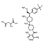 结构式 CAS# 73258-94-3, 2-羟基琥珀酸-(4,6-二甲基-5-嘧啶基){4-[(3S)-4-{(1R)-2-甲氧基-1-[4-(三氟甲基)苯基]乙基}-3-甲基-1-哌嗪基]-4-甲基-1-哌啶基}甲酮(1:1)
