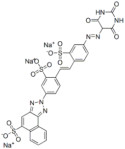 CAS 登录号：73398-81-9， 2-[4-[2-[4-[(六氢-2,4,6-三氧代嘧啶-5-基)偶氮]-2-磺酸基苯基]乙烯基]-3-磺酸基苯基]-2H-萘并[1,2-d]三唑-5-磺酸三钠