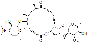 CAS 登录号：73684-71-6， (3E,5S,6S,7S,9R,11E,13E,15R,16R)-6-[(2S,3R,4S,6R)-4-二甲基氨基-3-羟基-6-甲基四氢吡喃-2-基]氧基-16-乙基-15-[[(2R,3R,4R,5R,6R)-5-羟基-3,4-二甲氧基-6-甲基四氢吡喃-2-基]氧基甲基]-5,7,9-三甲基-1-氧杂环十六碳-3,11,13-三烯-2,10-二酮