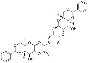 CAS 登录号：73972-60-8， [(4aR,6R,7R,8S,8aS)-6-[[(4aR,6R,7R,8S,8aS)-8-羟基-2-苯基-7-巯基羰基氧基-4,4a,6,7,8,8a-六氢吡喃并[5,6-d][1,3]二恶英-6-基]氧基甲基二硫基甲氧基]-8-羟基-2-苯基-4,4A,6,7,8,8alpha-六氢吡喃并[5,6-d][1,3]二恶英-7-基]氧基硫代甲 S-酸